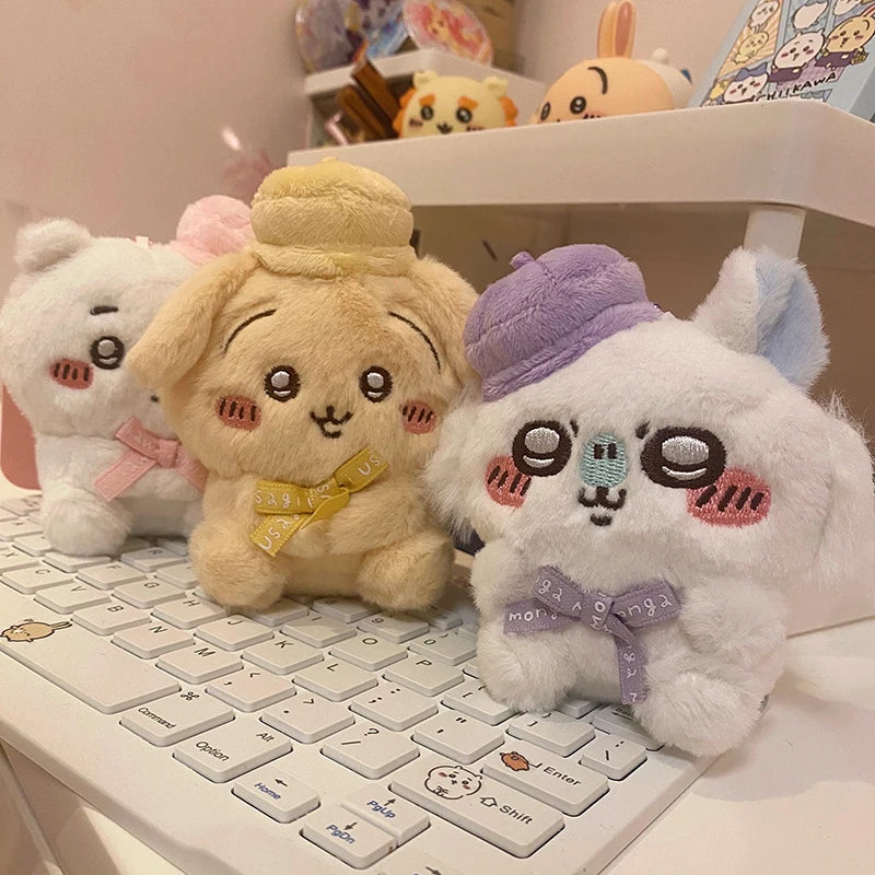 10cm Japanese version cartoon Chiikawa Hachiware Usagi cute boy and girl gift beret sitting plush doll backpack key pendant 10cm Japanese version cartoon Chiikawa Hachiware Usagi cute boy and girl gift beret sitting plush doll backpack key pendant